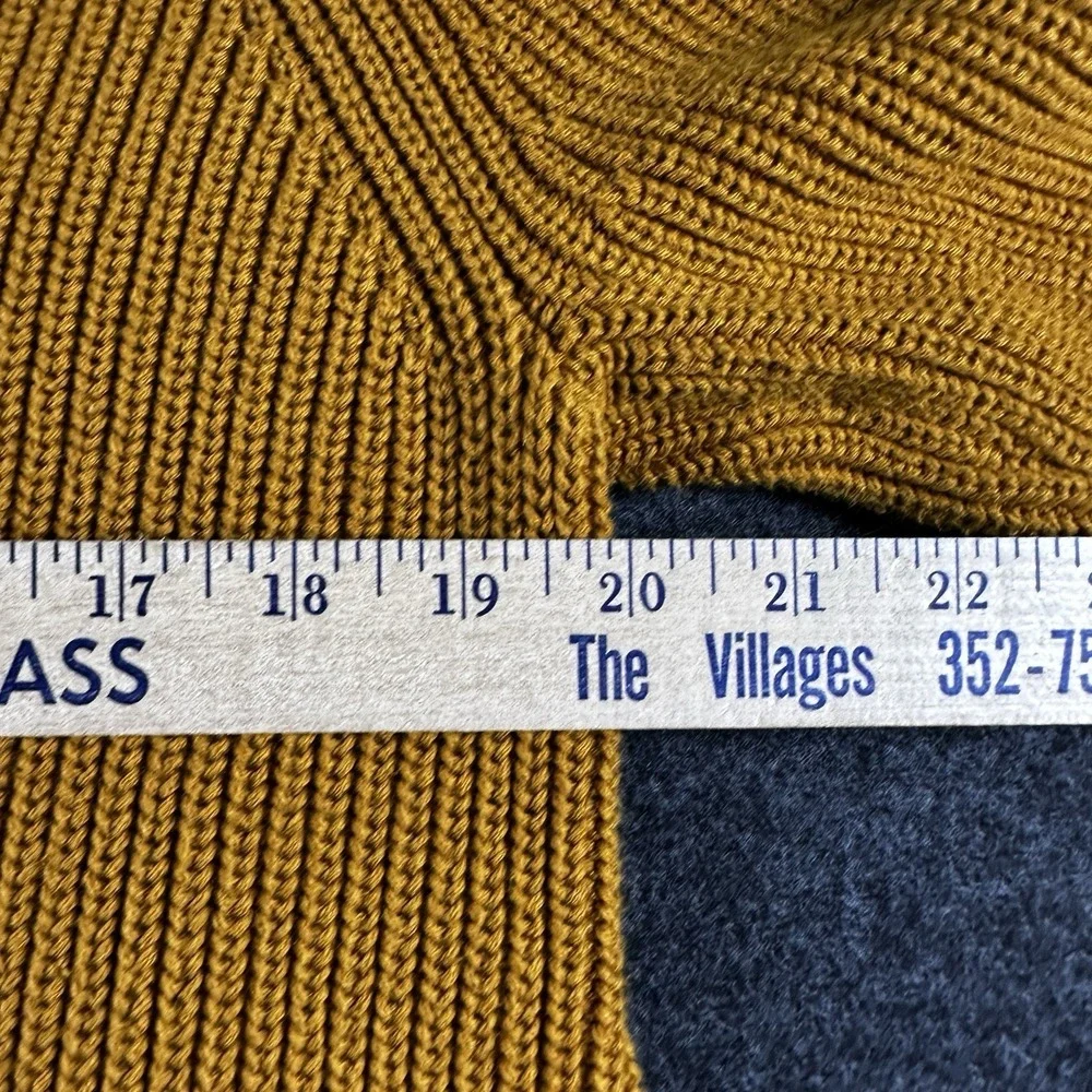J. Crew Cotton V-neck Tunic Sweater Women's Size Large Mustard Yellow Minimalist